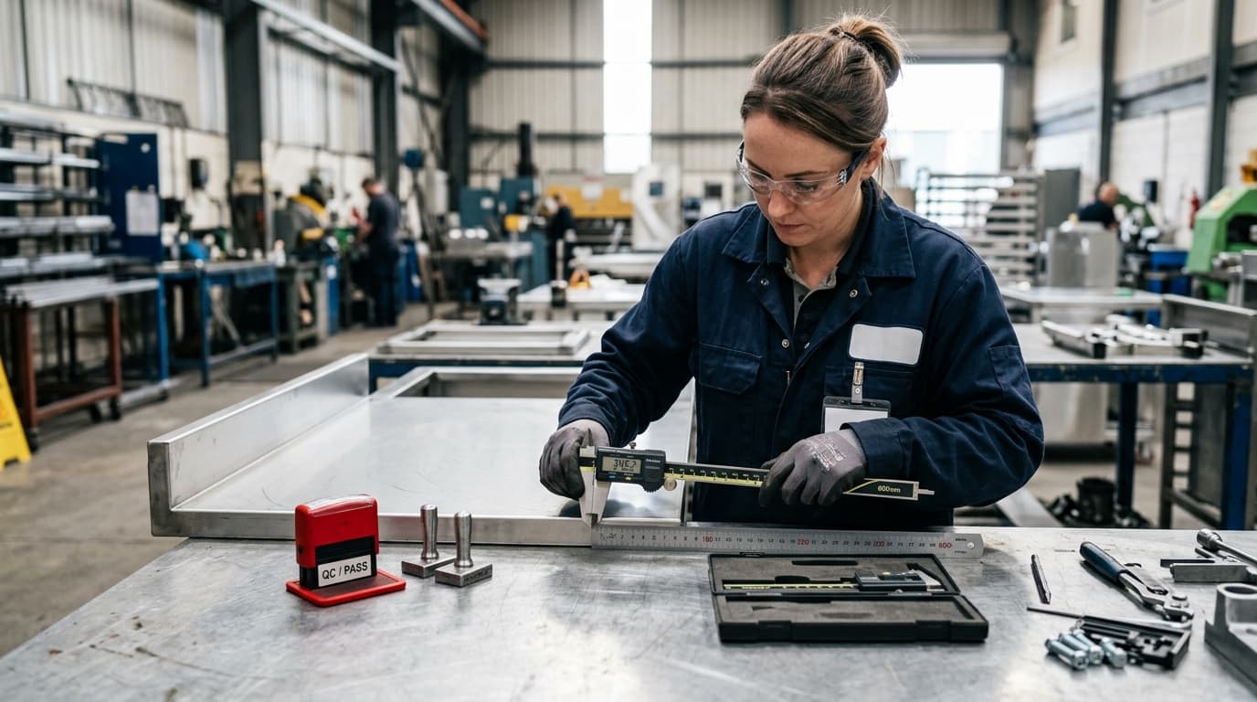 Illustration of a stainless-steel frame being measured